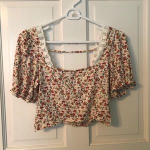 Floral Lace-Trim Top (New Without Tags)